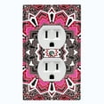 thumbnail image 1 of Metal Light Switch Plate Cover Mandala Pink Black Flower Tile Pattern MDL061, 1 of 13