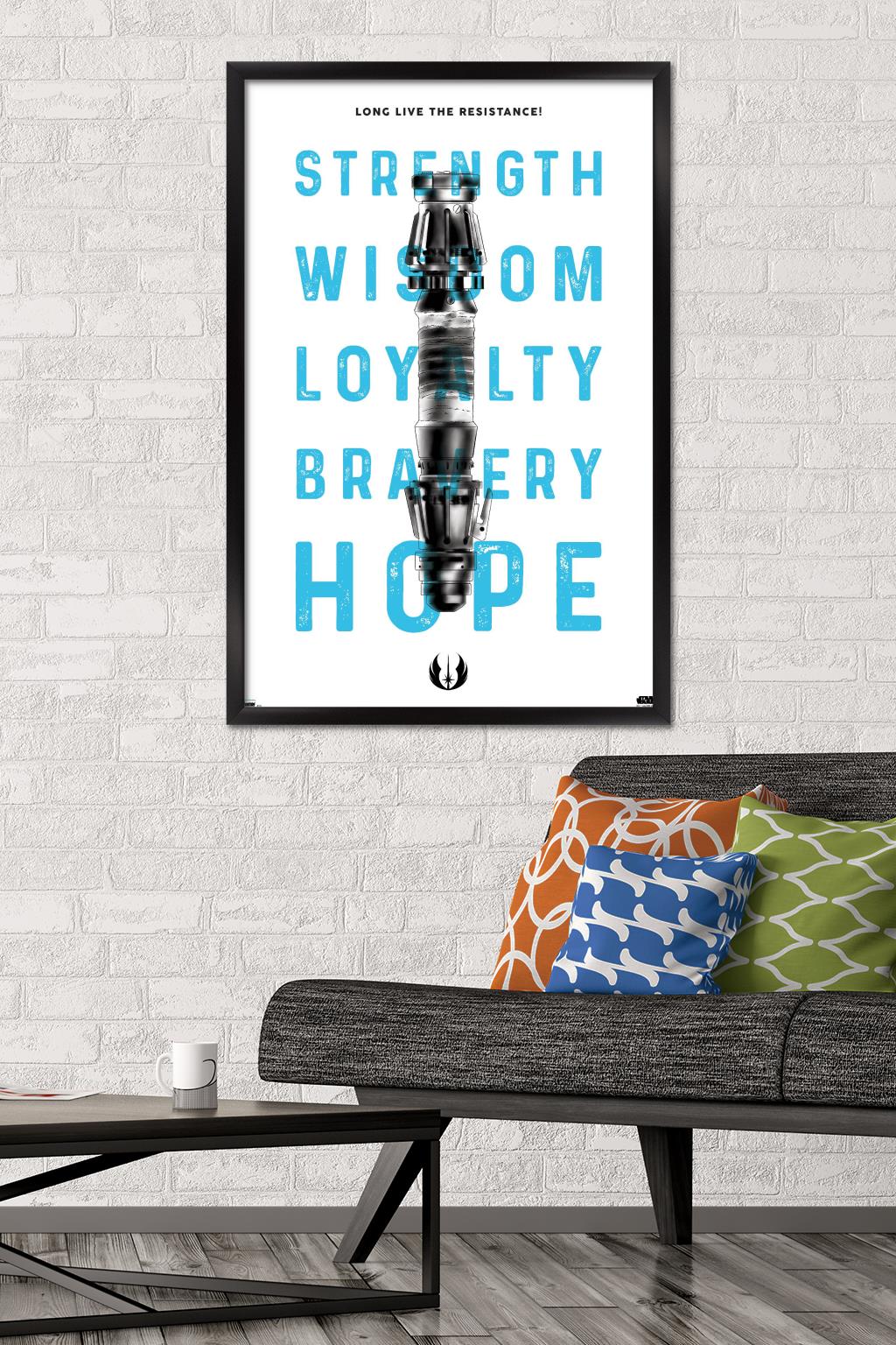 Star Wars: Saga - Lightsaber Text Wall Poster, 22.375" x 34", Framed