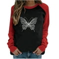 thumbnail image 1 of Moda mujer primavera otoño Color a juego manga larga cuello redondo suelto Casual camisetas Pompotops  gfhjh18628, 1 of 1