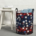 thumbnail image 6 of Goofa Red Blue White Stars Printed Circular Hamper,Laundry Basket with Handles,Storage Baskets Foldable,Large Capacity Laundry Hamper-, 6 of 6