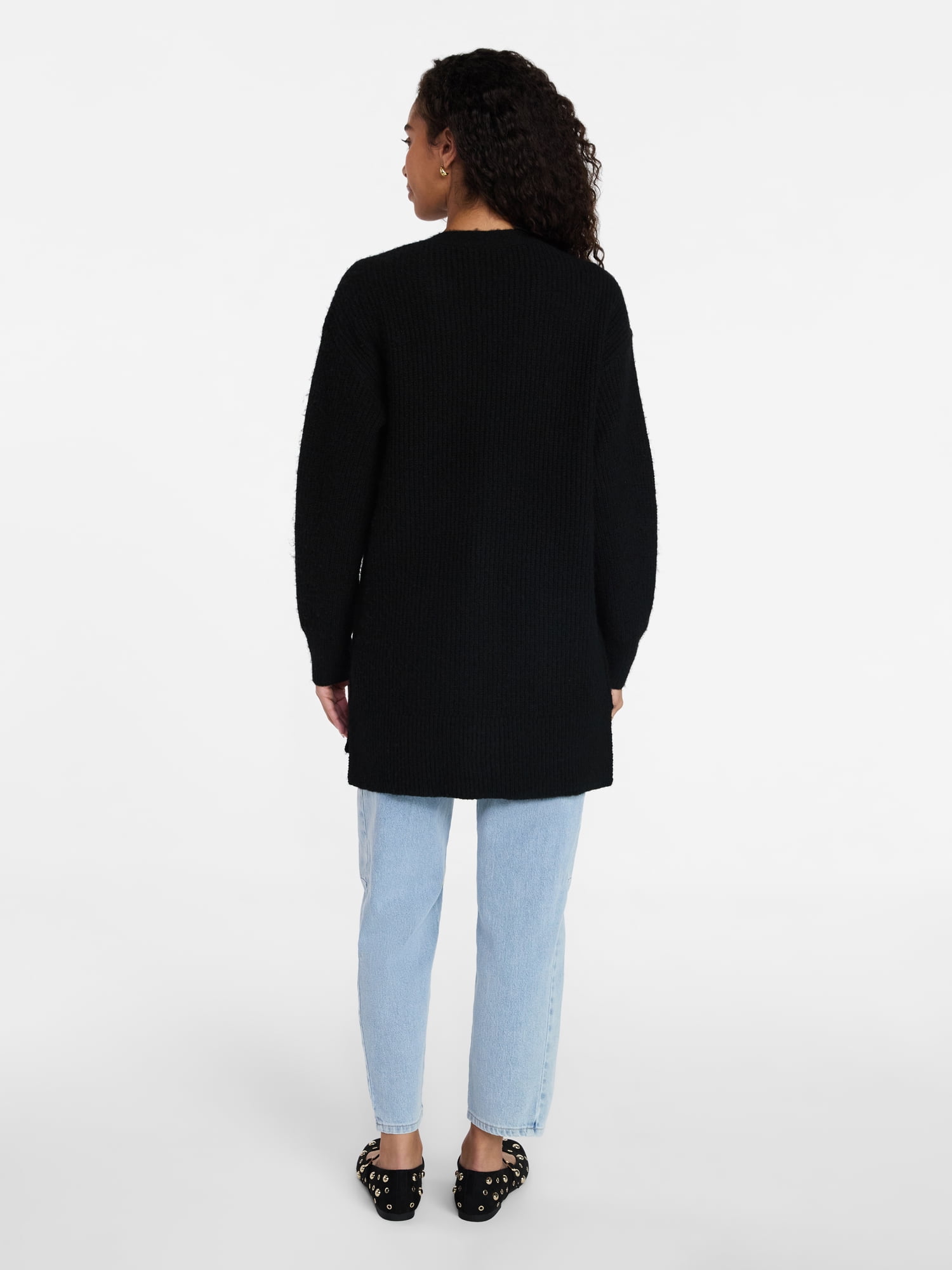 Time and Tru Women's Open Front Cardigan Sweater with Long Sleeves, Sizes XS-XXXL