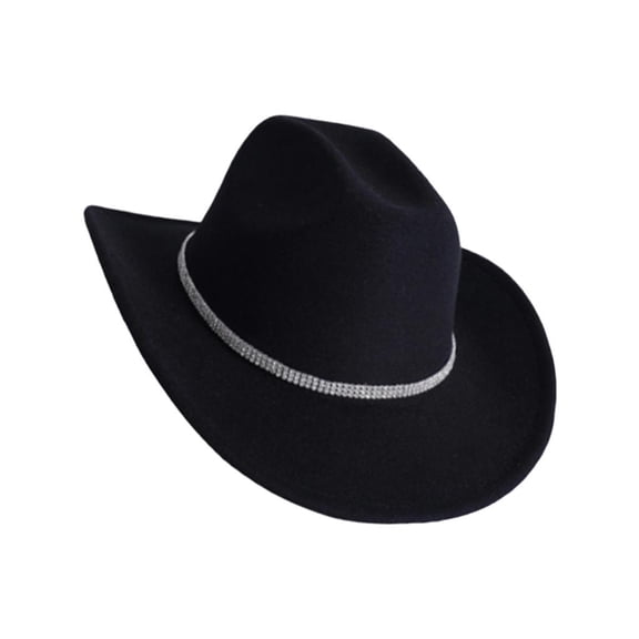MOMOJIA Cowboy Hats Rhinestones Trimmed Design For Men And Women Practical Fabric Hat