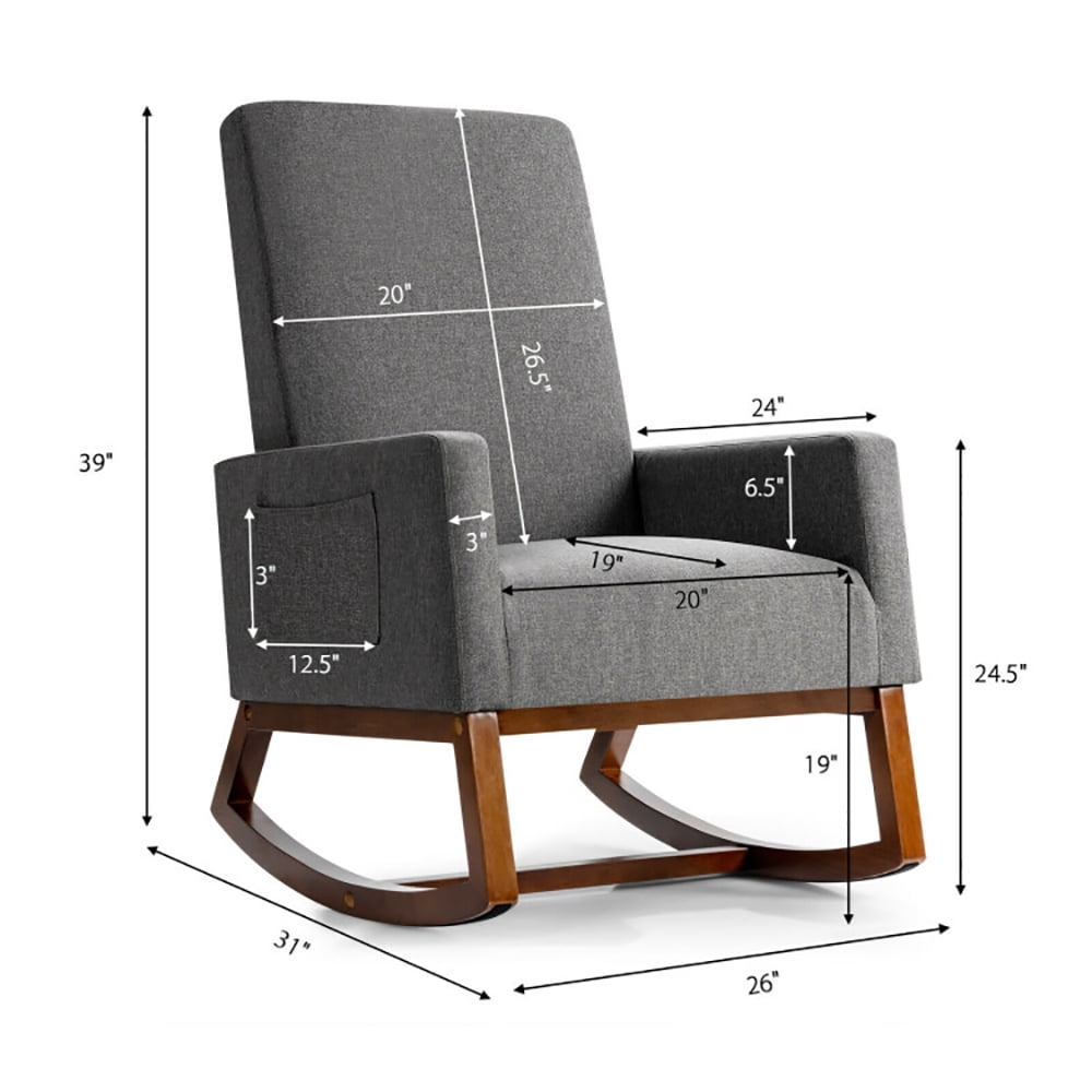 Finihen Rocking Lounge Armchair, Rocking High Back Upholstered Lounge Armchair with Side Pocket, for Living Room, Bedroom, Beige Finihen Rocking Lounge Armchair, Rocking High Back Upholstered Lounge Armchair with Side Pocket, for Living Room, Bedroom, Beige
