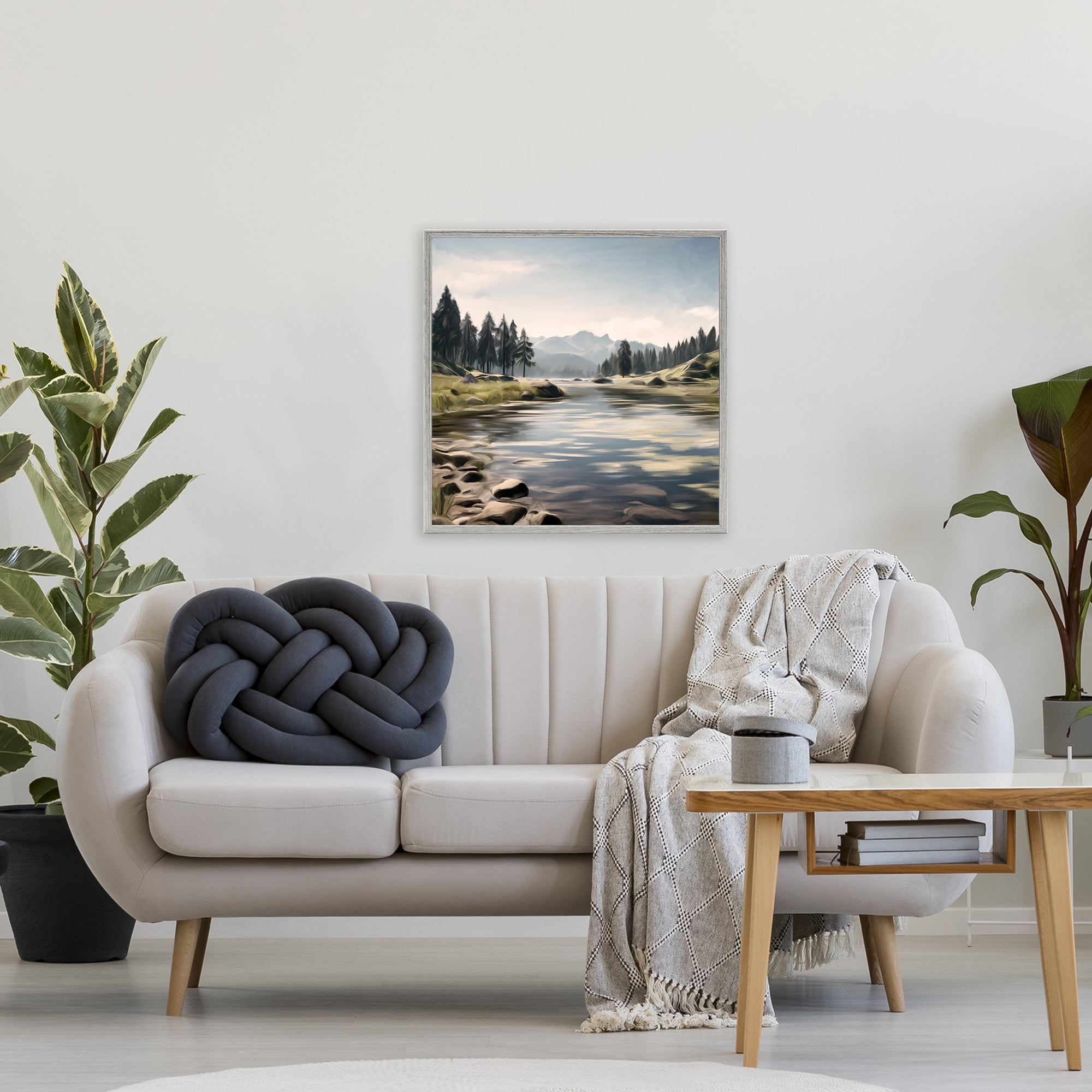 My Hideaway Pond Ripples Gray Framed Giclee Art, design by Kim Allen