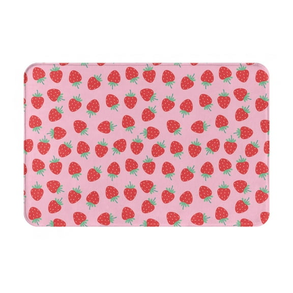 Vsdgher Hand Drawn Strawberry print Flannel Anti-Slip Floor Mat Comfort Mat Floor Carpet for Decor, Non-Slip, Home, Office, Laundry, Durable