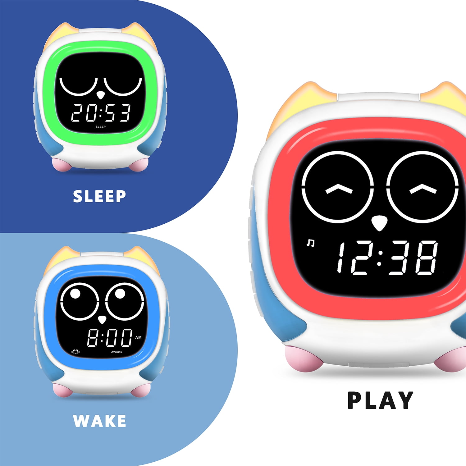 Addo Kids Alarm Clock,Sunrise/Sunset Simulation Bedside Lamp, Grow Children's Clock Trainer,White Noise Sleep Sounds Wake Up Clock Owl iTOMA CKS912