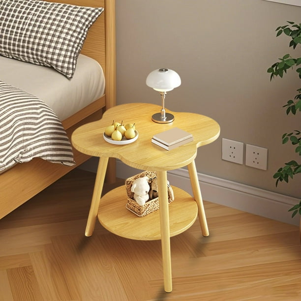 Multifunctional Flower Shaped Side Table With Storage Shelf Coffee Table Bedside Table Compact For Bedroom Living Room Study Desk Assembly Required