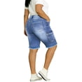 thumbnail image 5 of QERINTE Women Plus Size Jean Shorts Cargo Bermuda Shorts High Rise Casual Stretchy Womens Long Denim Shorts Summer Jorts, 5 of 6