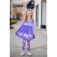 thumbnail image 4 of Millie Loves Lily Girls Purple Darling Unicorn Button-Accent A-Line Dress & Leggings Set, Big Girls, Size 12 (2-PCS), 4 of 4
