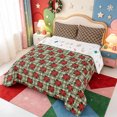 thumbnail image 2 of Manfei Merry Christmas Full Size Comforter Sets,Golden Xmas Plaid Bedding Comforter Set,Xmas Reversible,3-Piece,1 Comforter and 2 Pillowcases, 2 of 7
