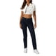 thumbnail image 2 of Chaqueta de mezclilla recortada de mujer con cuello de solapa y mangas cortas, lavada, blanca, talla M, 2 of 6