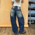 thumbnail image 4 of Up to 65% off! ChaoHeng Wide Legs Pants in Women Clearance Women's Fashion Button Zipper Pocket Cowboy Pants Full Length Pants Jeans, 4 of 7