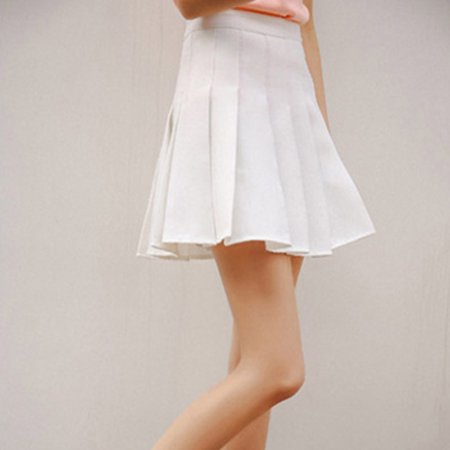 skirt mini flared skater pleated waist plain shorts empire ladies short