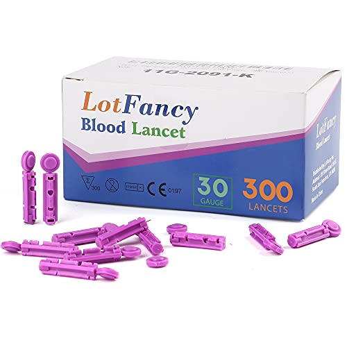 LotFancy Lancets for Diabetes Testing, 30 Gauge, 300Count Twist Top Lancets for Glucose Blood