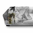 thumbnail image 3 of Modern Soft Flannel Fleece Throw Blanket, Posing Fashion Model Girl with Feathers and Dots Paris Eiffel Contemporary, Cozy Plush for Indoor and Outdoor Use, 60" x 80", Grey White, by Ambesonne, 3 of 6