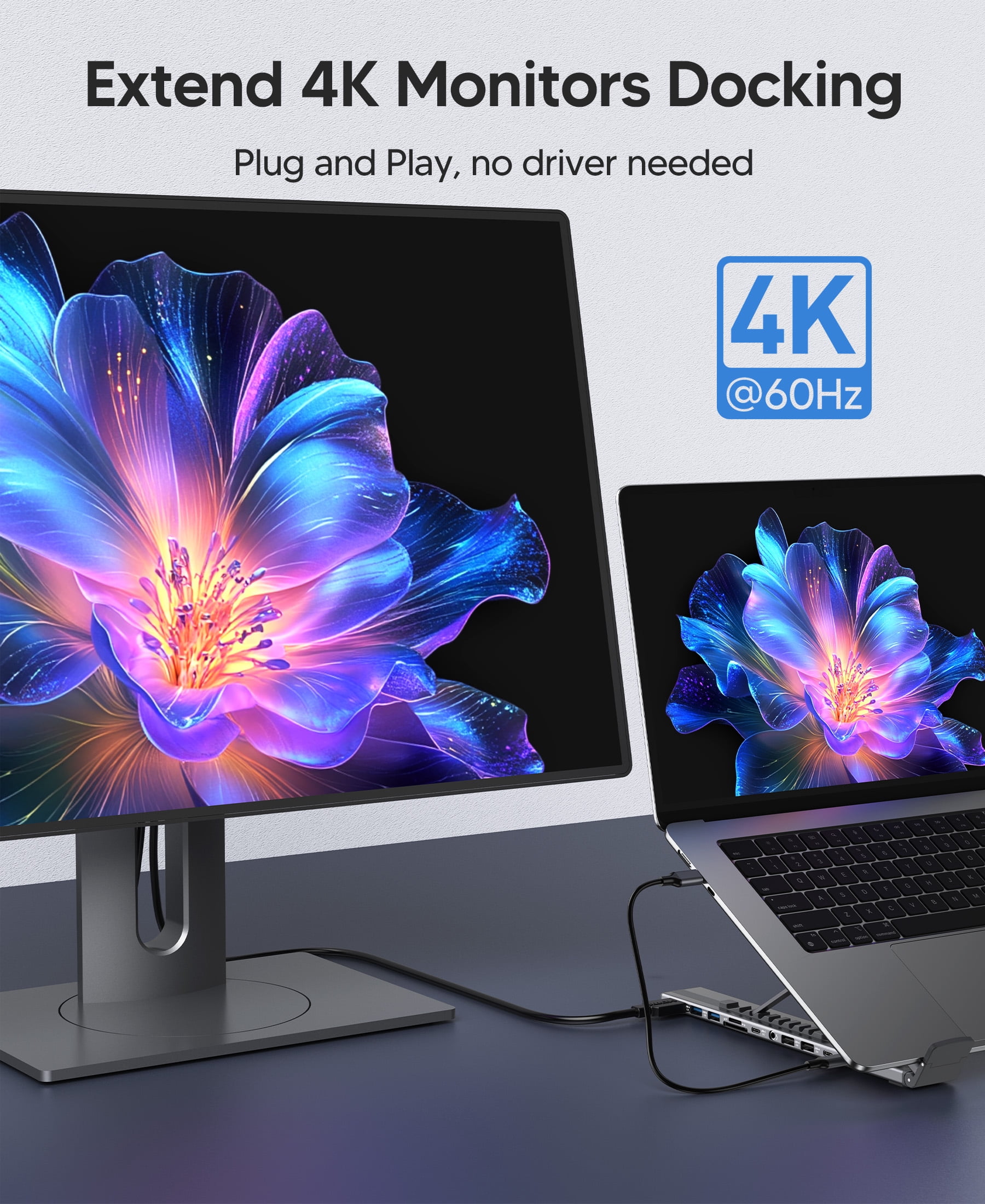USB C Laptop Docking Station Stand with 4K HDMI, 11 Ports | Powered USB C Hub | Adjustable Laptop Stand for 10-17" Laptops | Lightweight & Portable Design | Ideal for Tablets, Laptops Stand