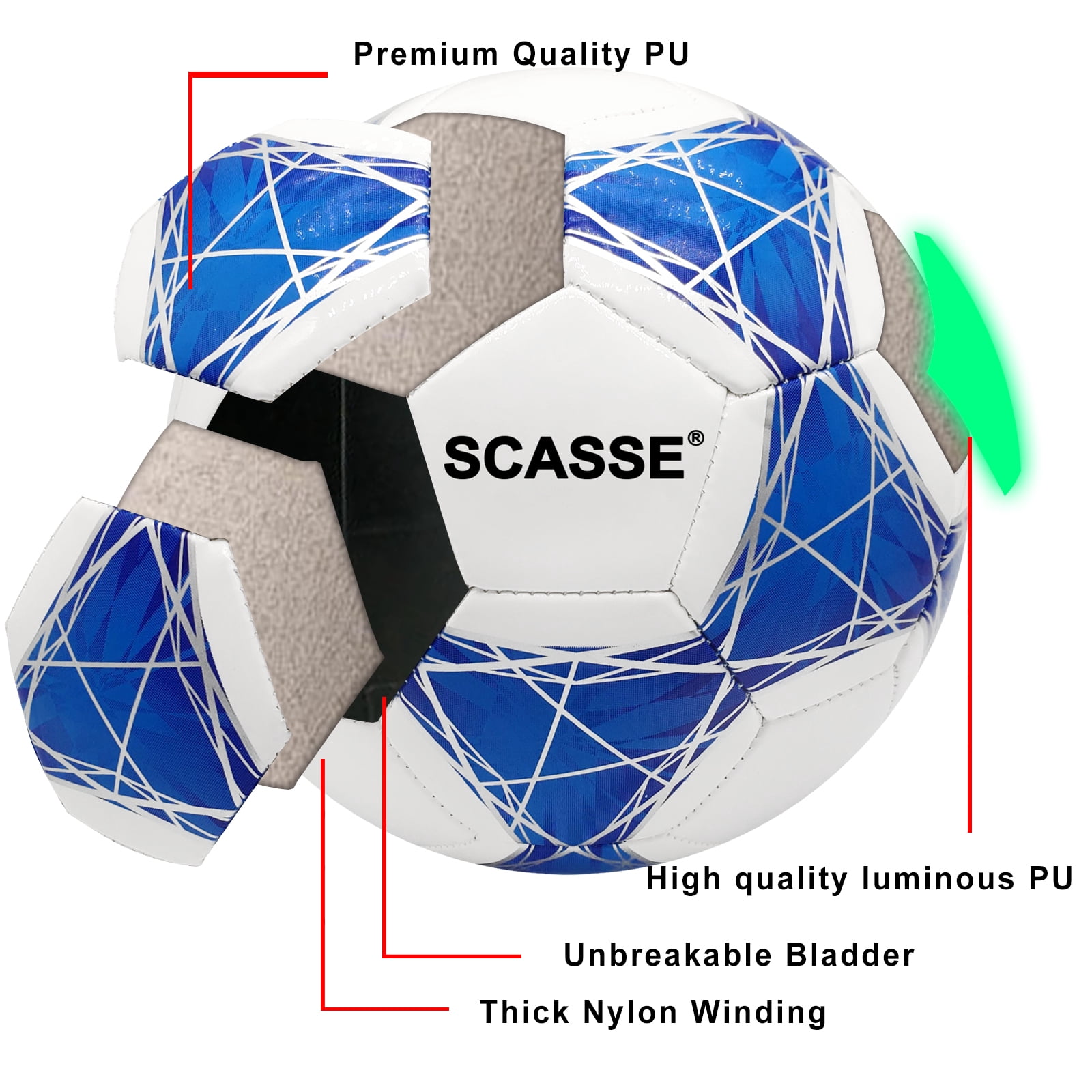 Soccer Balls Kid Size 3,Glow in The Dark Official Size Soccer Ball,Indoor/Outdoor Light Up Training Ball with Pump and Needls,Street Ball Game for Kids,Boys and Girls