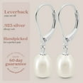 thumbnail image 6 of Kezef 14K White Gold Plated Sterling Silver Pearl Drop Earrings for Women – White Cultured Pearl Leverback – Hypoallergenic June Birthstone Jewelry, 6 of 6