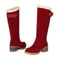 thumbnail image 6 of Red Women Cozy Snow Boots With Round Toe And Chunky Heel For Outdoor Winter Use, 6 of 6