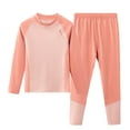 thumbnail image 2 of BRGZLK Girls Thermal Underwear Set Long Sleeve Round Neck Homewear Kids Autumn Clothes Pants Warm Loungewear Set Red 16-17 Years, 2 of 3