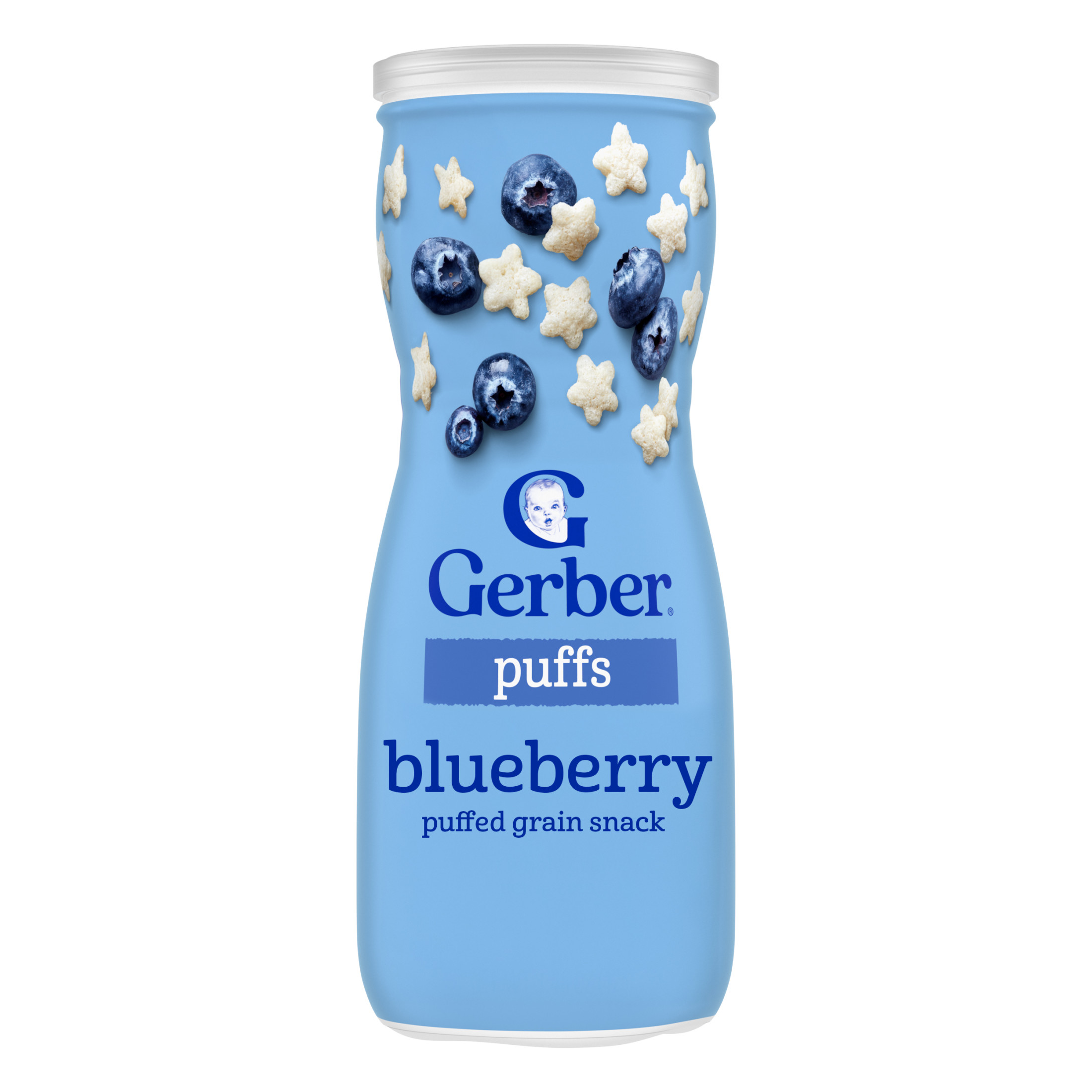 Gerber Baby Snacks, Grain & Grow Puffs, Blueberry, 1.48 oz Canister