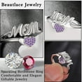 thumbnail image 6 of Beautlace Mom Adjustable Ring,925 Sterling Silver Love Heart February Amethyst Birthstone Open Rings Mothers'Day Birthday Jewelry Gifts for Her Mom Women Gandma, 6 of 12