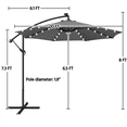 thumbnail image 4 of Yaheetech 10 Ft Patio Offset Umbrella with 32 LED Lights and Crank & Cross Base, Gray, 4 of 8