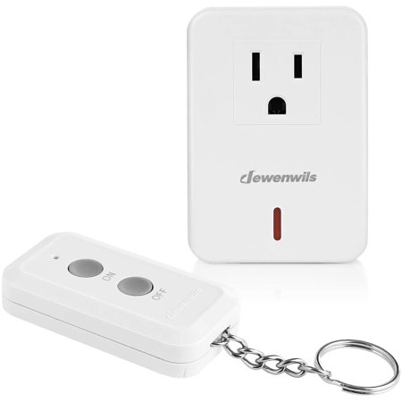 DEWENWILS Wireless Remote Control Outlet – 15A/1875W, RF 100ft Range, Compact Side Plug, ETL Listed, White