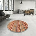 thumbnail image 3 of Ahgly Company Indoor Round Abstract Camel Brown Abstract Area Rugs, 5' Round, 3 of 6