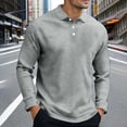 thumbnail image 5 of Men's Button Down Long Sleeve Shirt Turndown Collar Pullover Cotton Polyester Spandex Blend Solid Color Casual Top For Daily Office Work | Zenithor,Gray XL, 5 of 7