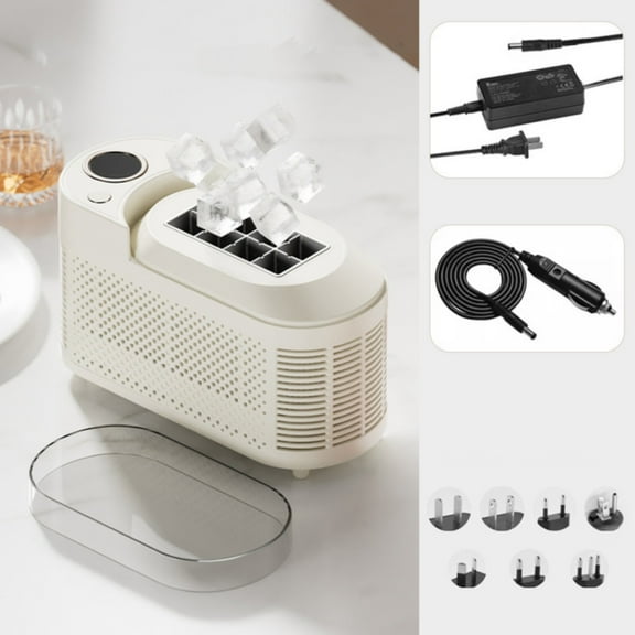Countertop Ice Maker Machine,Self-Clean,8 Cubes In 10 Mins,with Basket and Tweezer,White A