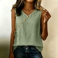 thumbnail image 6 of Ashirexll Summer Tops for Women Casual Linen Tank Top V-Neck Button Detail Drawstring Side Summer Blouse, 6 of 7