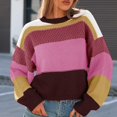 thumbnail image 3 of Women's Oversized Striped Cropped Sweater Casual Knit Pullover Top, 3 of 9