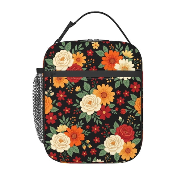 Boho Flower Lunch Bag Tropical Floral Insulated Lunch Box Reusable Portable Cooler Tote Bag For Women Men Work Picnic Office Travel