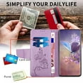 thumbnail image 2 of Nalacover Wallet Case for iPhone 14, Butterfly Embossed Pattern Luxury PU Leather Magnetic Flip Folio Cover with Card Slots Holder Kickstand Wrist Strap Soft Silicone Shockproof Case,Purple, 2 of 9