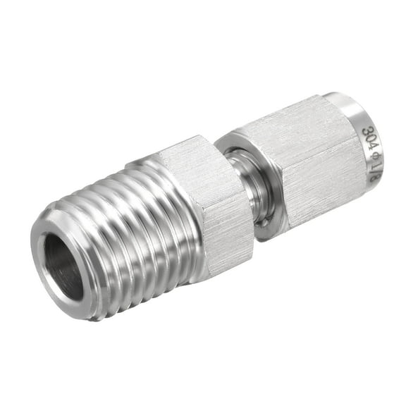 Compression Tube Fitting, 1/4 NPT Male x Ф3mm(1/8")" Tube OD with Double Ferrules