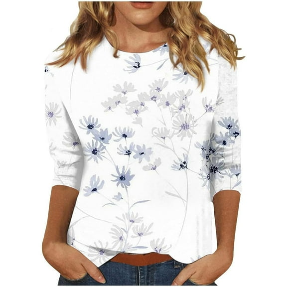 Plus Size Summer Clothes for Women Easter Rabbit Leisure Print Round Neck Oversized 3/ 4 Sleeve Sleeve T Shirt Top Striped Tops for Women Tunics Turtle Neck Top T Shirts Plain Satin White XL