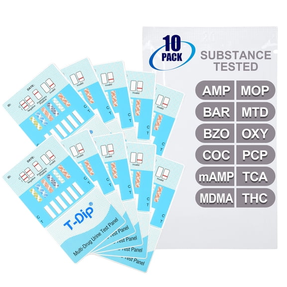 Mintegrity [10pk] - 12-Panel Dip Card Instant Urine Drug Test - (AMP/BAR/BZO/COC/mAMP/MDMA/MOP/MTD/OXY/PCP/TCA/THC) #MT-WDOA-7125