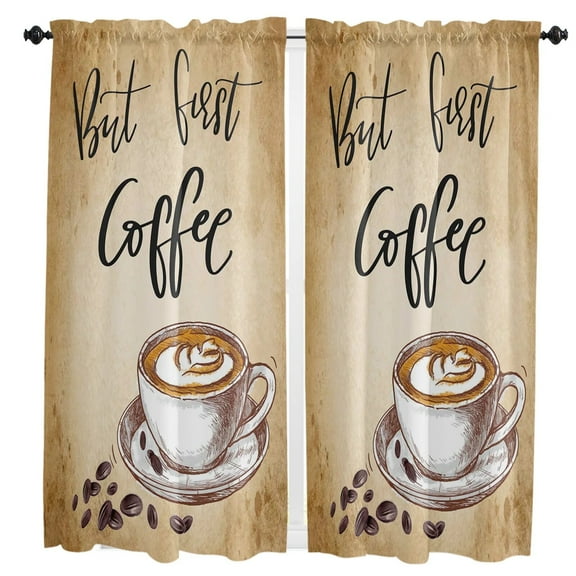 Coffee Coffee Beans Retro Curtains Home Decor Living Room Kitchen Balcony Room Window Curtain Bedroom Patio Decoration
