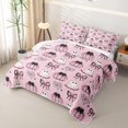 thumbnail image 3 of Homewish Halloween Cute Ghost Quilt King for Girls, Polka Dot Bow Spider Web King Coverlet Set, Light Pink Black, 3 Pieces 1 Bedspread and 2 Pillowcases, 3 of 7
