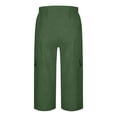 thumbnail image 7 of Plus Size Capris for Women Elastic Waist Button Zipper Cargo Long Shorts Solid Color Loose Fit Cropped with Pockets for Hiking, 7 of 7
