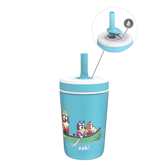 Zak Designs 12oz Bluey Kelso Toddler Cups For Travel or At Home, Vacuum Insulated Stainless Steel Sippy Cup With Leak-Proof Design is Perfect For Kids (Bluey, Bingo, Grandad Mort)