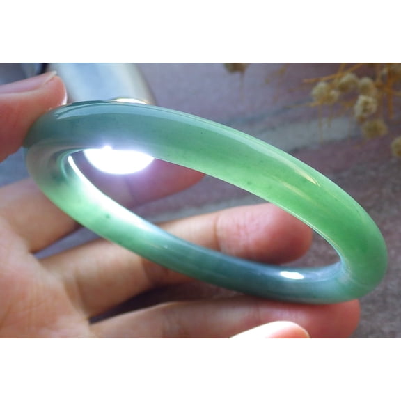 Icy Green Natural A JADE Jadeite Circle Bangle Bracelet 55 mm 681102 TN