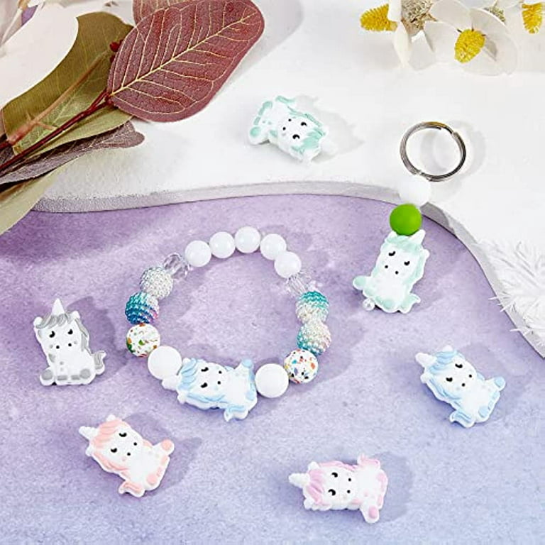 1 Box Silicone Beads Animals Silicone Bead Kit Unicorn Thick Loose Spacer  Chunky Beads for Jewelry Making Beaded Necklace Lanyard Bracelet Keychain
