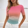 thumbnail image 5 of Bovxnpu Womens Short Sleeve T Shirts Printed T-Shirt Short Sleeve Crew Neck Ruched Side Slim Tops Summer Tops, 5 of 8