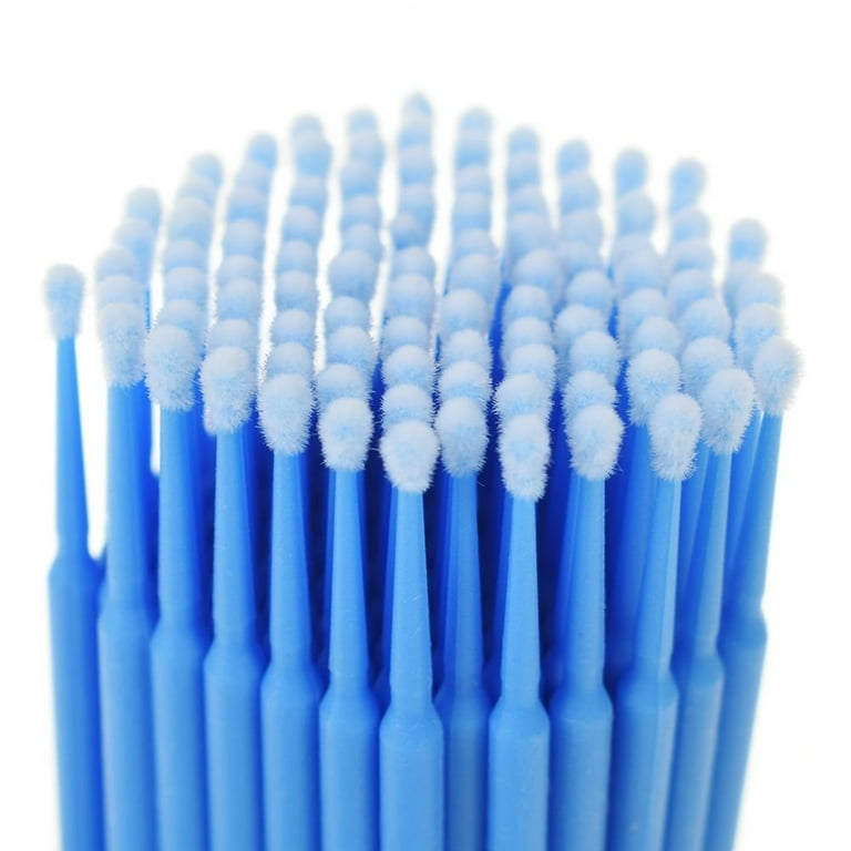 200pcs Eyelash Extension Microbrush Disposable Tattoo Makeup Brushes Cotton  Swabs Stick with Plastic Handle, Blue