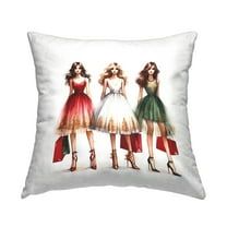Stupell Industries Trendy Christmas Girls Decorative Printed Throw Pillow, 18 x 18