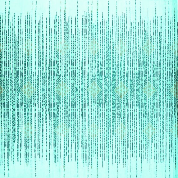 Ahgly Company Indoor Square Abstract Turquoise Blue Contemporary Area Rugs, 5' Square