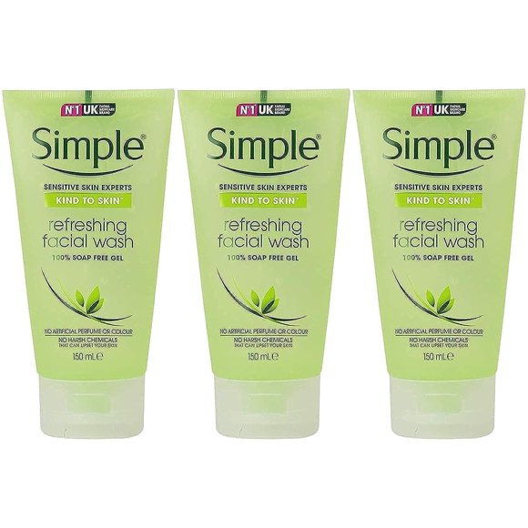 Simple Kind to Skin Refreshing Facial Gel Wash, 5.07 Ounce / 150 Ml (Pack of 3)