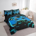 thumbnail image 2 of Blue Gaming Comforter Set 7 Piece Bed in a Bag Twin,Gamer Bedding Sets Neon Lights Abstract Geometry Sheet Set with Comforter Gamer Room Decor, 2 of 5